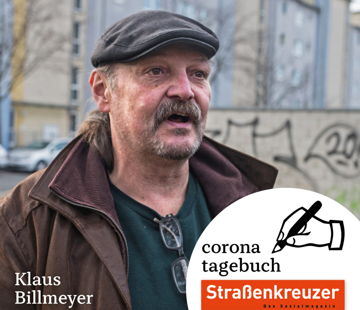 Klaus Billmeyer ist Stadtführer, Verkäufer und Mitarbeiter beim Pfandprojekt des Straßenkreuzers. / www.strassenkreuzer.info