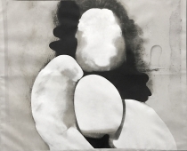 Boris Lurie, AlteredPhotos: Pinup (Dismemberedfigure), ca. 1963, Fotoemulsion und Acrylfarbe auf Leinwand, ca. 100 x 120 cm, Foto: N. de Ligt, © The Boris Lurie Art Foundation