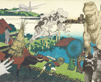 Hubertus Hess, Im Dialog mit Hokusai, 2009, Collage © und Foto: the artist