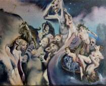 Michael Grebner, Dionysos strikes back, 2020, Öl auf Leinwand, 23 x 39 cm © und Foto: the artist